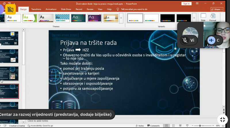 Sudjelovanje na online  radionici  „Život nakon škole – koja su prava i mogućnosti“